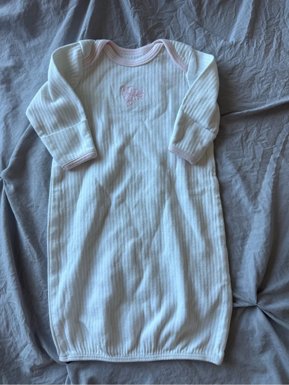 Little Me White Sleep Gown with Pink Trim